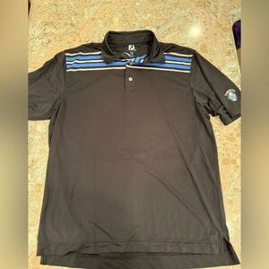 Men's FootJoy Size XL Black Striped Polo Shirt